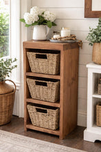 Load image into Gallery viewer, Handmade Rustic Wood Storage Cabinet with Seagrass Baskets