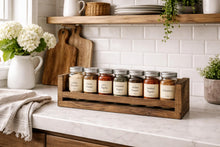 Load image into Gallery viewer, Rustic Wooden Herb & Spice Rack – Handmade Kitchen Organiser Shelf for Jars and Seasonings