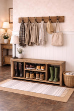 Load image into Gallery viewer, Handmade Rustic Coat Rack with Cast Iron Hooks