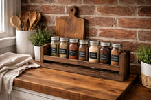Load image into Gallery viewer, Rustic Wooden Herb & Spice Rack – Handmade Kitchen Organiser Shelf for Jars and Seasonings