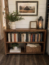 Load image into Gallery viewer, Solid Wood Bookcase, Rustic HiFi Record Storage Shelf, Bespoke Handmade Unit