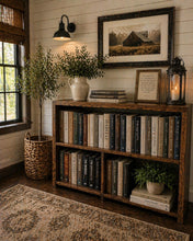 Load image into Gallery viewer, Solid Wood Bookcase, Rustic HiFi Record Storage Shelf, Bespoke Handmade Unit