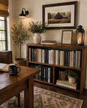 Load image into Gallery viewer, Solid Wood Bookcase, Rustic HiFi Record Storage Shelf, Bespoke Handmade Unit
