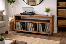 Load image into Gallery viewer, Handmade Bespoke Rustic Record Cabinet | Custom Vinyl Storage Unit | Solid Wood LP Cabinet