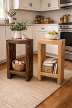 Load image into Gallery viewer, Rustic solid Wooden Handmade Side Table, Farmhouse Bedside, Hallway Table
