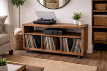Load image into Gallery viewer, Handmade Bespoke Rustic Record Cabinet | Custom Vinyl Storage Unit | Solid Wood LP Cabinet
