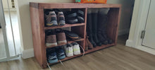 Load image into Gallery viewer, Handmade Rustic Shoe & Welly Rack Storage Bench – Bespoke Solid Wood, Entryway Hallway Organiser