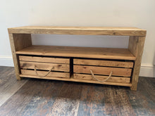 Load image into Gallery viewer, Handmade Wooden Rustic Shoe Rack / Boot Storage Bench With Storage Crates