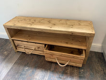 Load image into Gallery viewer, Handmade Wooden Rustic Shoe Rack / Boot Storage Bench With Storage Crates