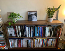 Load image into Gallery viewer, Solid Wood Bookcase, Rustic HiFi Record Storage Shelf, Bespoke Handmade Unit
