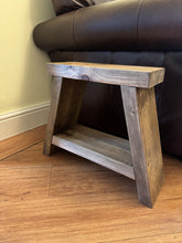 Load image into Gallery viewer, Handmade Rustic A-Frame Side Table / Milking Stool / Farmhouse Furniture / Bathroom Storage / bedside table /
