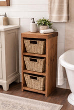 Load image into Gallery viewer, Handmade Rustic Wood Storage Cabinet with Seagrass Baskets
