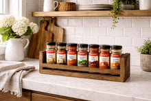 Load image into Gallery viewer, Rustic Wooden Herb &amp; Spice Rack – Handmade Kitchen Organiser Shelf for Jars and Seasonings
