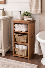 Load image into Gallery viewer, Handmade Rustic Wood Storage Cabinet with Seagrass Baskets
