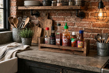Load image into Gallery viewer, Rustic Wooden Herb &amp; Spice Rack – Handmade Kitchen Organiser Shelf for Jars and Seasonings
