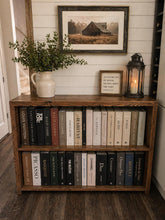 Load image into Gallery viewer, Solid Wood Bookcase, Rustic HiFi Record Storage Shelf, Bespoke Handmade Unit
