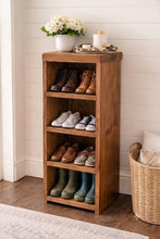 Load image into Gallery viewer, Handmade Bespoke Rustic Shoe &amp; Welly Rack Storage Bench, Entryway Hallway Organiser
