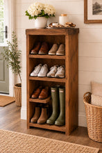 Load image into Gallery viewer, Handmade Bespoke Rustic Shoe &amp; Welly Rack Storage Bench, Entryway Hallway Organiser
