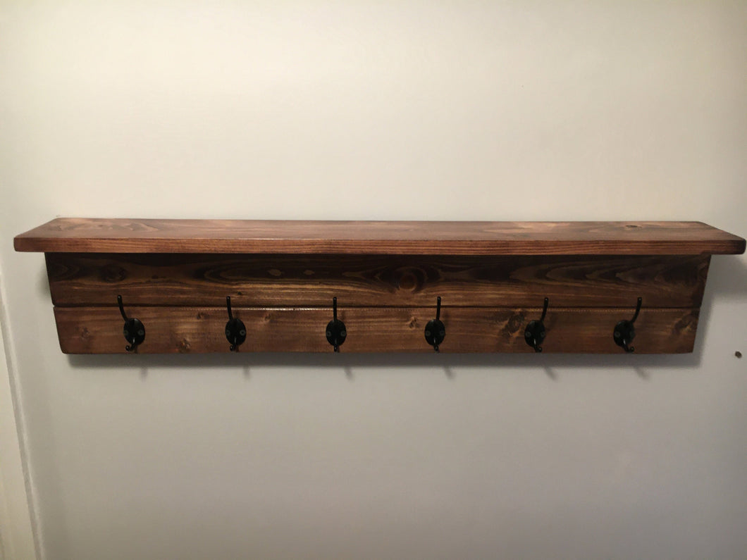 Rustic Handmade Coat Rack Shelf
