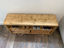 Load image into Gallery viewer, Handmade Wooden Rustic Shoe Rack / Boot Storage Bench With Storage Crates
